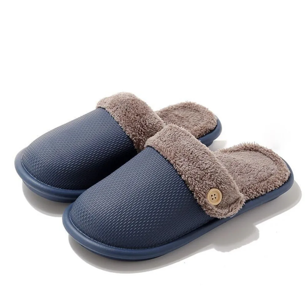 

Casual Detachable Winter Plush Slippers Waterproof Anti Slip Warm Slippers Women Homewear Floor Shoes EVA Fur Slippers Couple