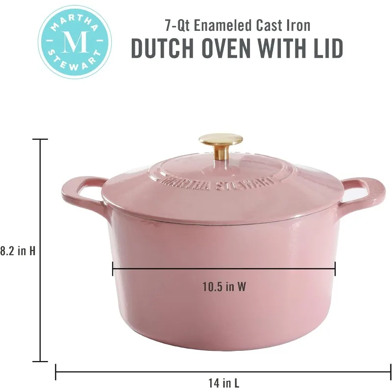 Enamel Cast Iron Dutch Oven, Pink