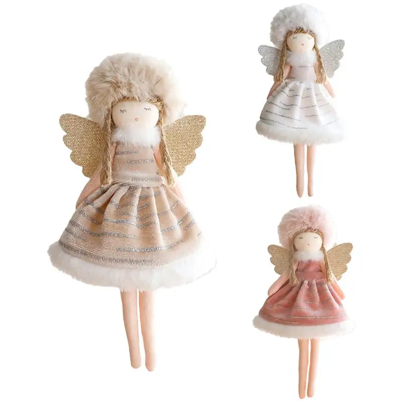 Christmas Angel Doll Plush Velvet Decorative Ornaments Portable Bound Foot Angel Christmas Decor For Christmas Tree Balcony