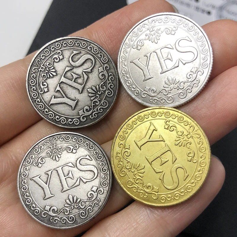 YES NO Decision Challenge Lucky Wishing Coin Gold Silver Antique Commemorative Medal Bar Cafe School Party Supplies Finger Toys