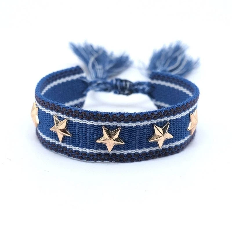  Handcrafted Bracelet Bohemian Wristband with Woven Tassel Star/Love-heart Accent