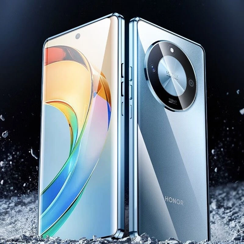360 Full Case For Honor Magic 6 Lite X9B 5G Double Sided Magnetic Adsorption Metal Tempering Glass Protection Phone Cover Bumper