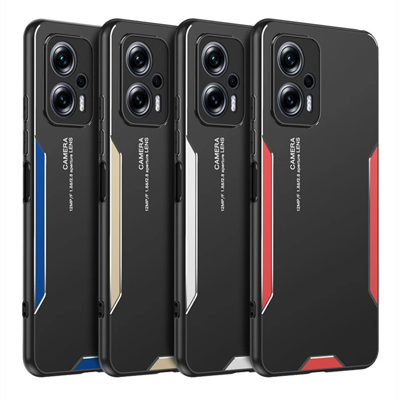 For POCO X4 GT 5G Case Armor Shockproof Bumper For POCO X4 GT Cover Aluminum Alloy Back Plate Silicone Phone Protection Shell
