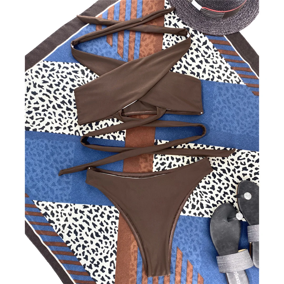 Neue 5-Farben-Bikini-Sets für Damen, zweiteiliger Badeanzug, weiß, mit Ausschnitten, brasilianischer Badeanzug, Badebekleidung, Modell V3366B – Detail 35