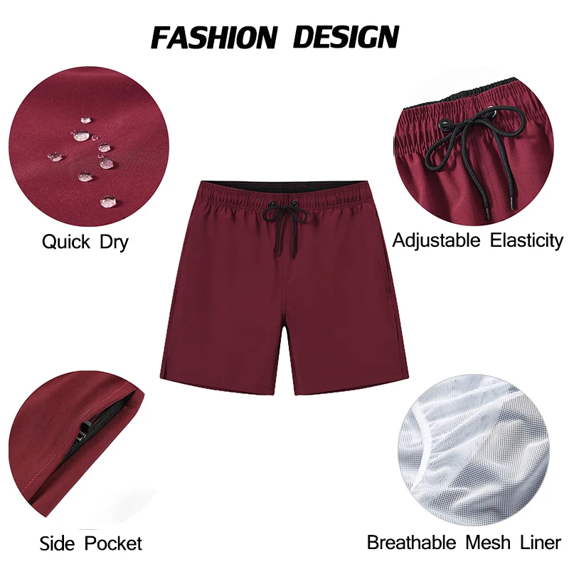 Datifer Summer 2024 Mens Shorts Solid Color Gym Mesh Liner With Zipper Pockets Beach Quick Dry Bermudas Masculina Swimsuits