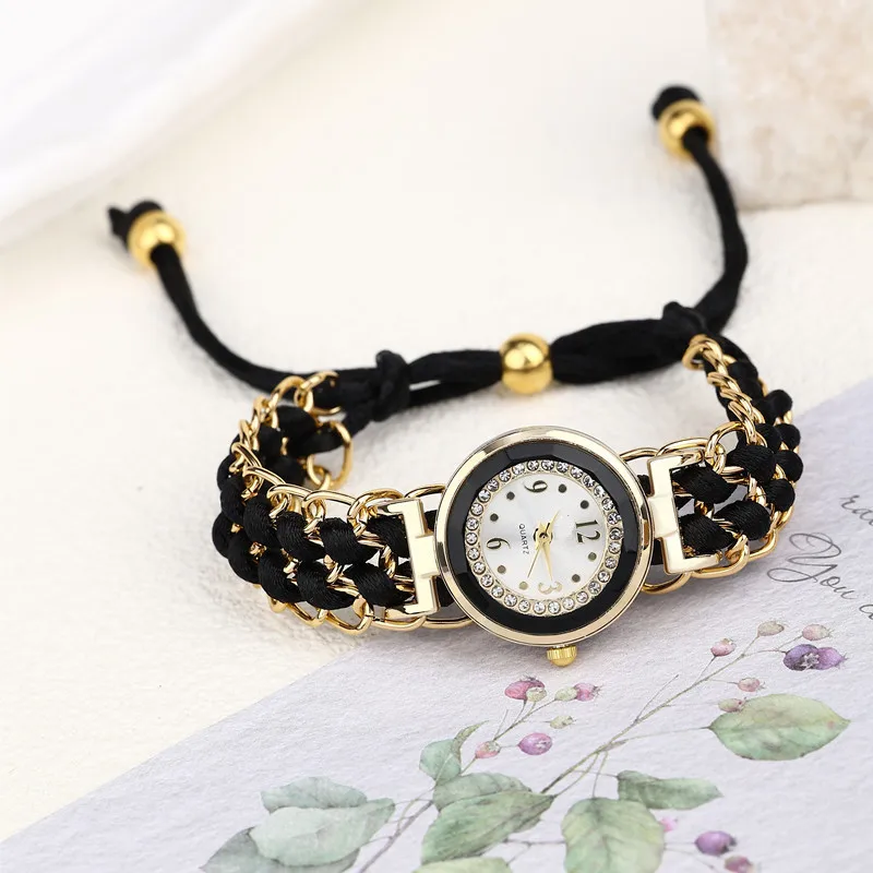 Women Knitting Rope Chain Winding Analog Quartz Movement Wrist Watch Fashionable Simple Style Quartz Wristwatch