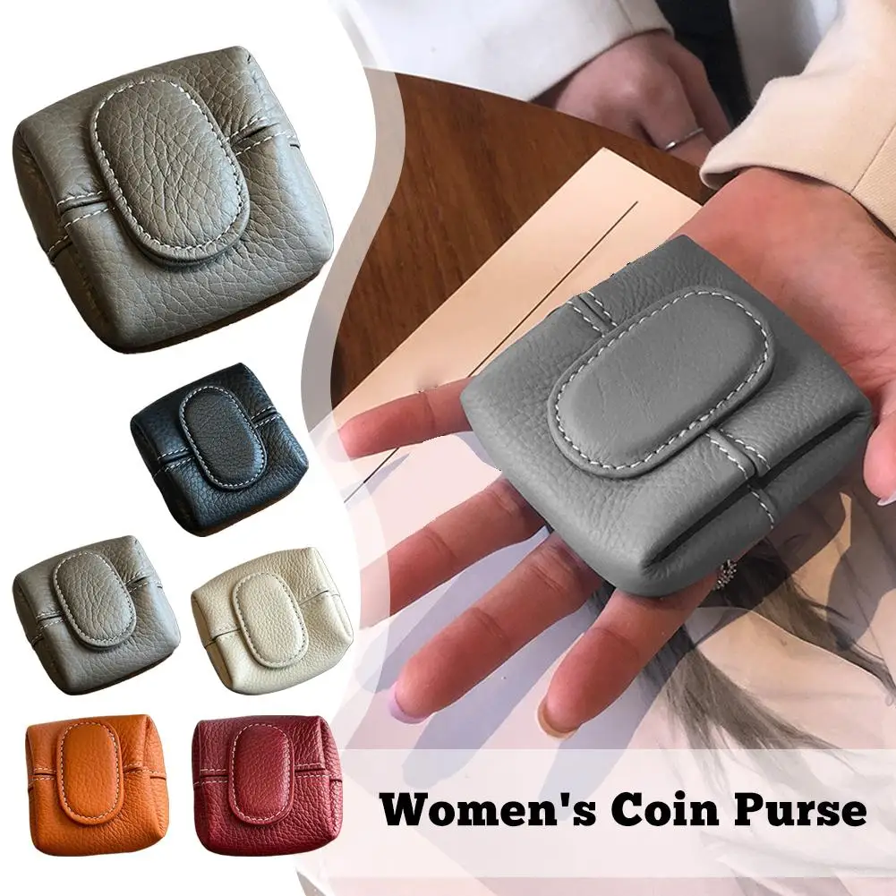 Leather Coin Purse Mini Portable Fashion Woman Wallet Earphone Key USB Storage Bag Creative Cowhide Pouch Christmas Gift ﻿