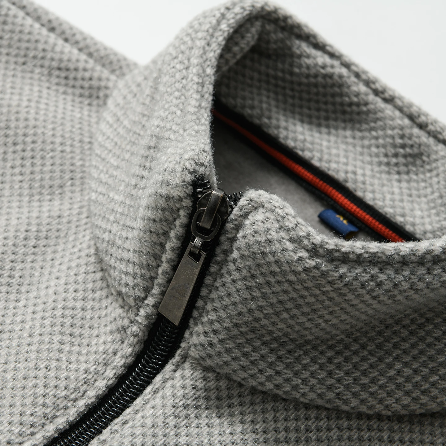 High-End Quality Men's Business Casual Fleece-Lined Half-Zip Stand Collar Sweater Hoodie Polyester Fiber Long Sleeve Knittedwear