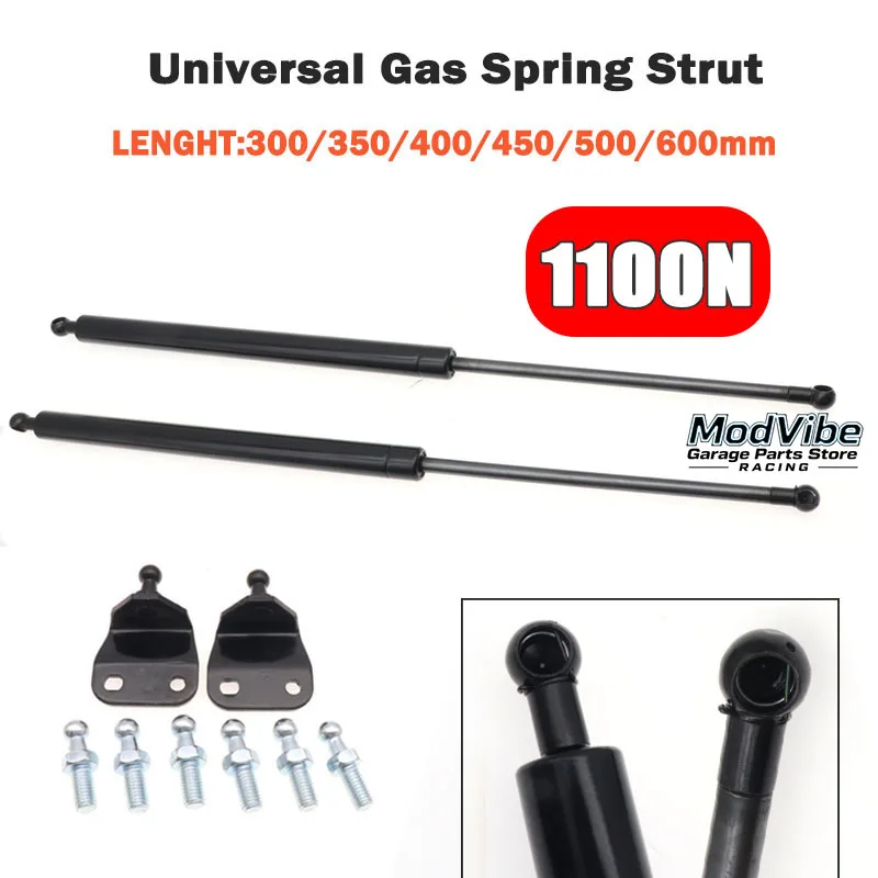 2Pcs Gas Strut Bars Gas Spring Support Boot Bonnet 1100N 300/350/400/450/500/600mm Car Caravans Doors Windows Hatches Boat Bus