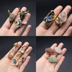 1PC Fashion Crystal Agate Opal Natural Stone Random Color Adjustable Size Charm High Quality Ring Jewelry Gift