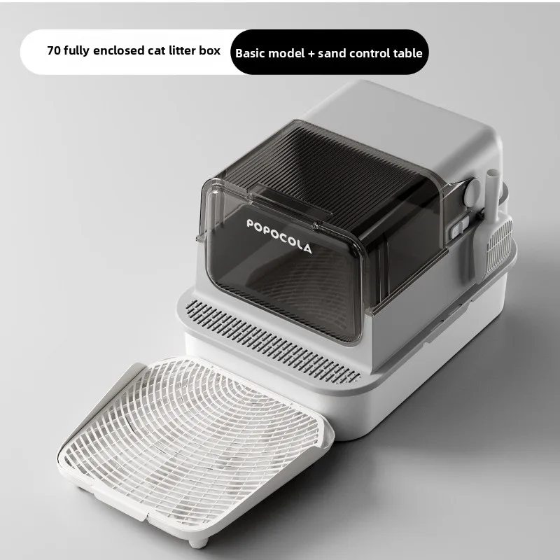 70cm Cat Litter Box Large Enclosed Pet Bedpans Anti-Splash Sandbox Odor-Control Pet Litter Box Spacious Basin for Cat
