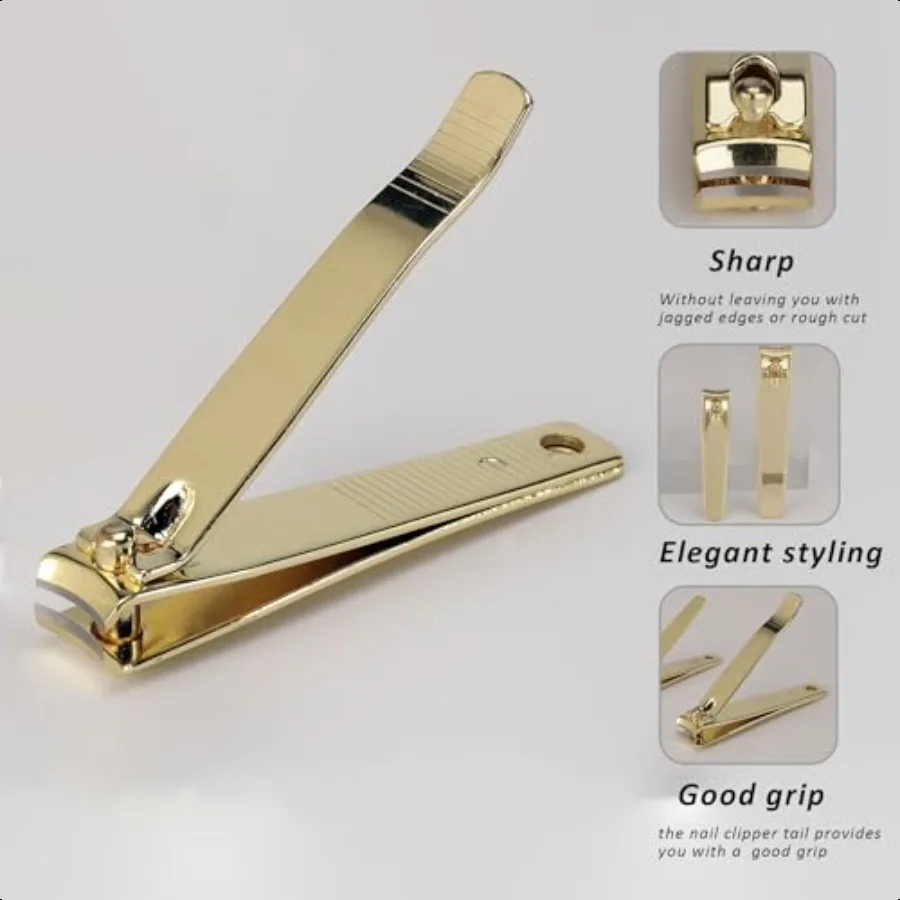 2-delige nagelknipperset roestvrijstalen vingernagelknipper voor volwassenen klein cadeau kerstsok kleinigheidjes goud