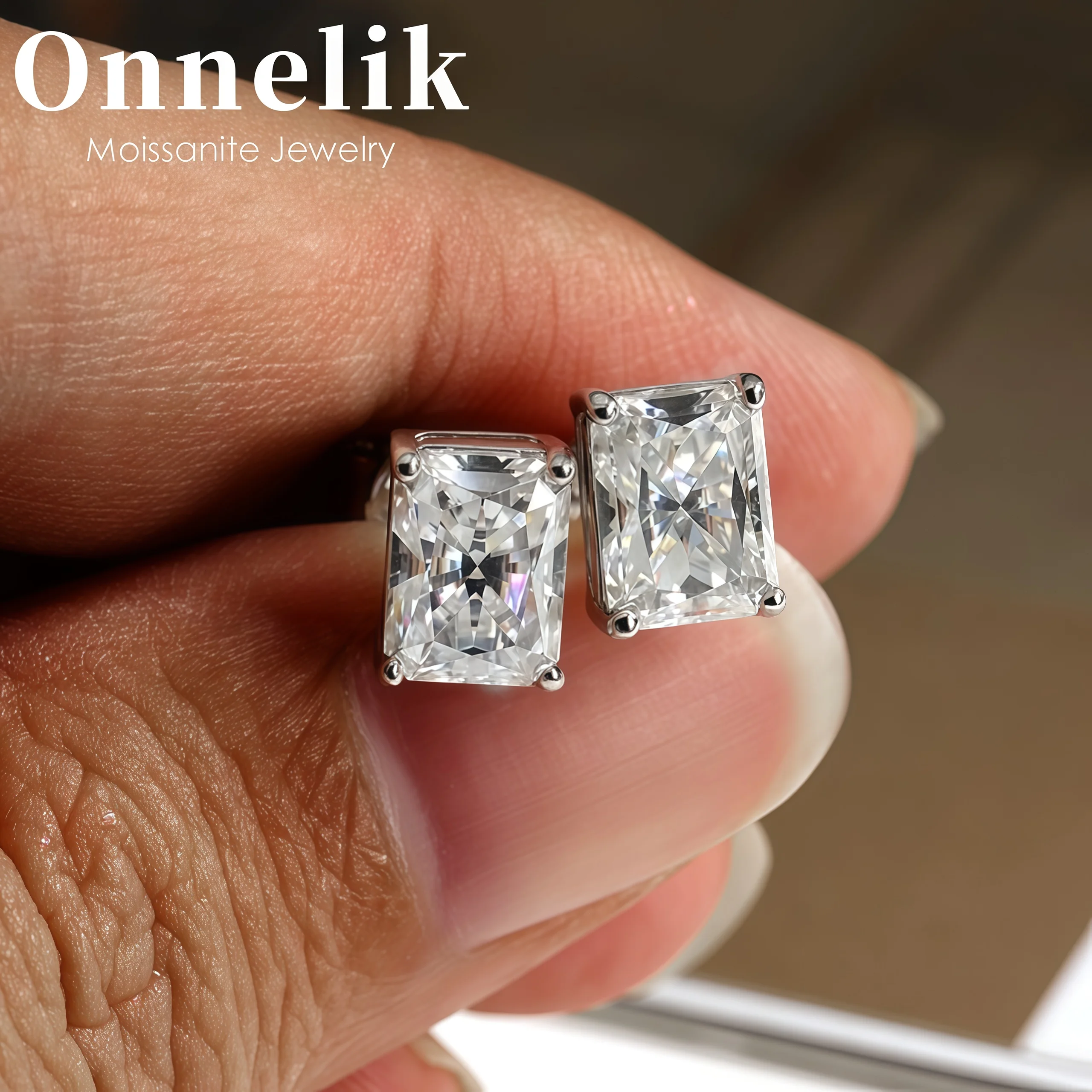 

Onnelik 0,5CT/1CT/2CT D VVS1 серьги-гвоздики с муассанитом, выращенные в лаборатории серьги изумруда Колумбии для женщин, 100% серебро S925, ювелирные изделия