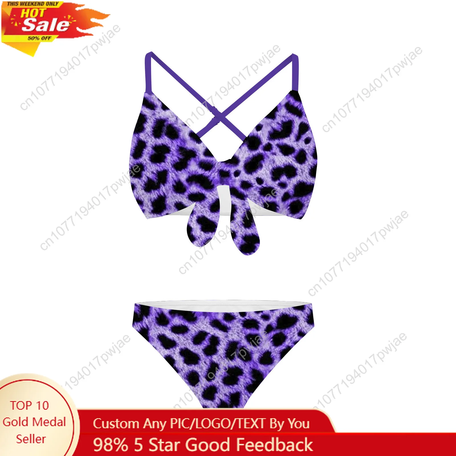

Leopard Print Pattern Bathing Suits Cross Strap Suspenders Swimsuits Women Bikini Pool Party Beach Swimwear Customized Beachwear