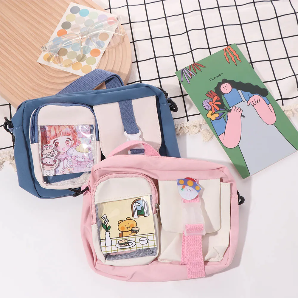 

PVC Transparent Shoulder Bag Pocket Ballet Style Harajuku Small Square Bag Large Capacity Handbag Student Crossbody Bag Women
