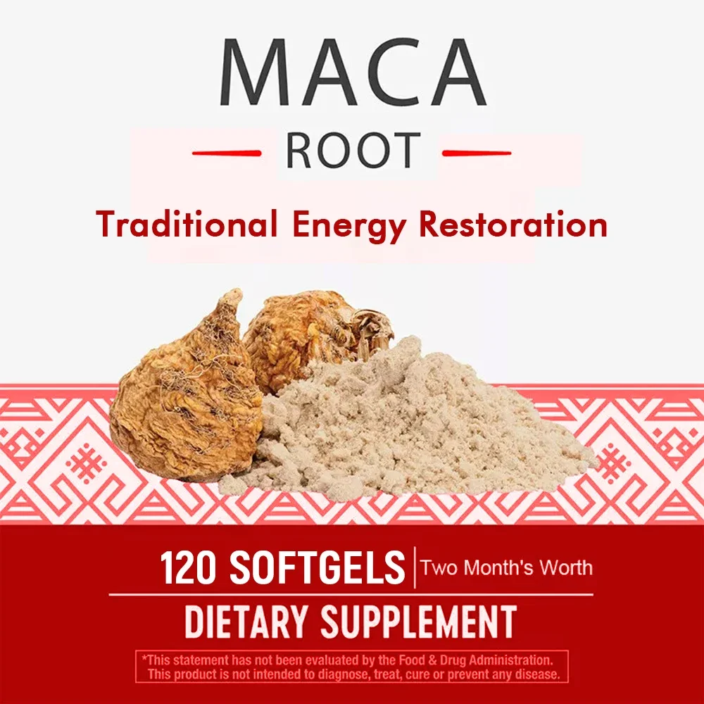 Maca Root Capsules - For Bone Health, Energy, Endurance, Mood Improvement, Non-GMO and Gluten-Free, Suitable for Men and Women