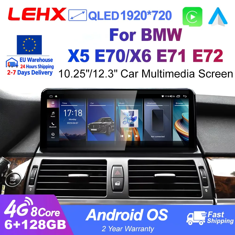LEHX, autoradio multimediale con sistema operativo Android, 8 core, 4G, DSP, compatibile con CarPlay e Android Auto, per BMW X5 E70 e X6 E71, con GPS, autoradio, WIFI e unità principale.