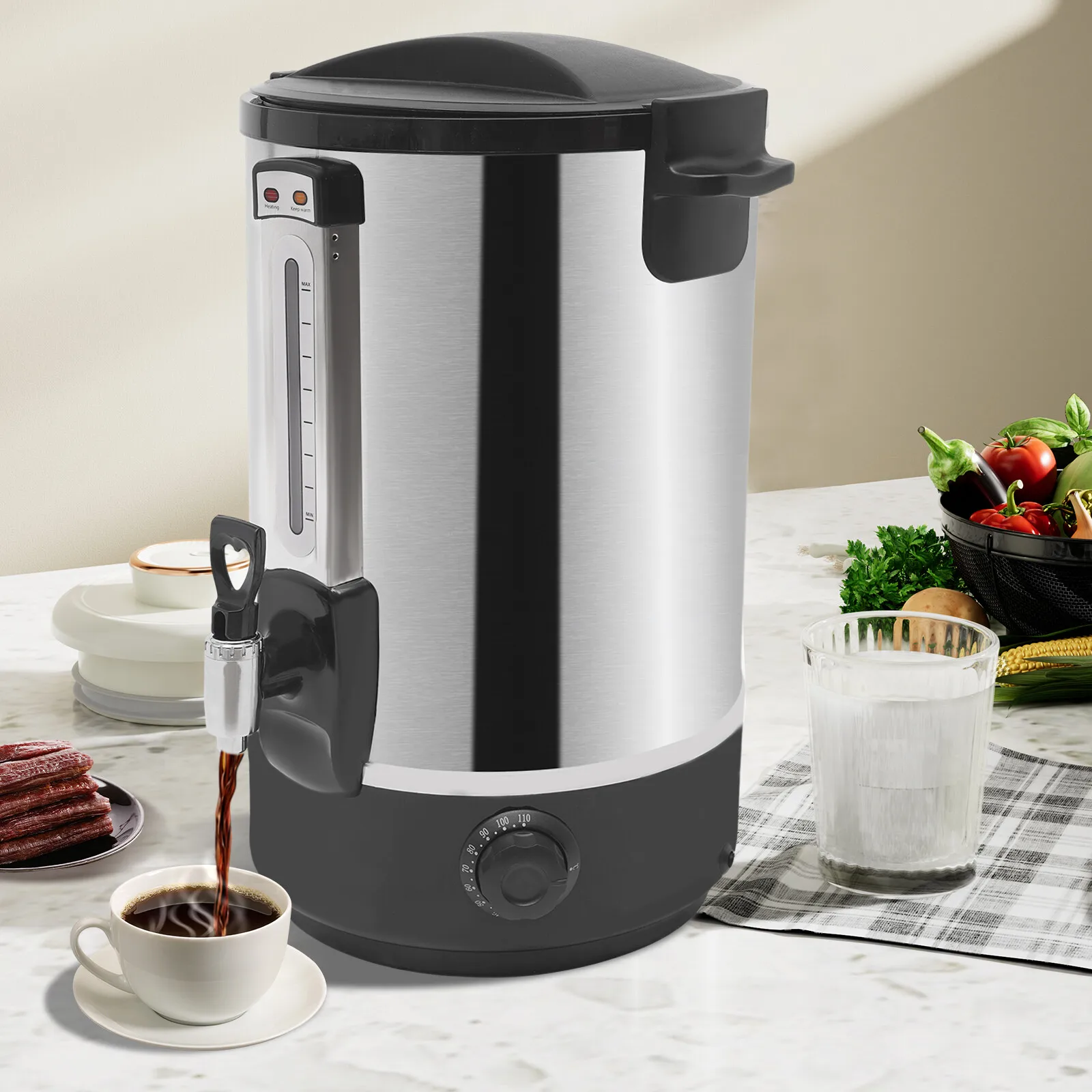 

2200W 16L/4.2gal Commercial Water Bucket Electric Hot Water Bucket Stainless Steel