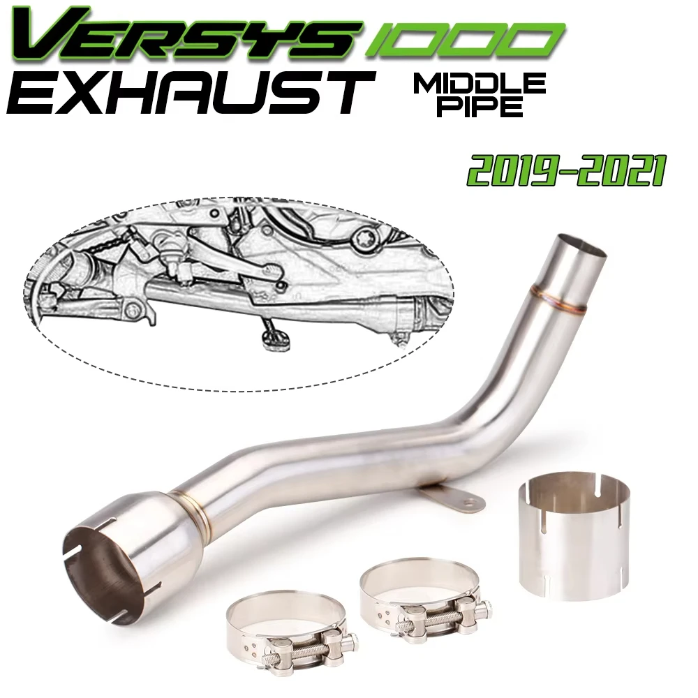 

Труба среднего звена мотоцикла, выхлопная труба для Kawasaki VERSYS 1000 KLZ1000 2019 2020 2021