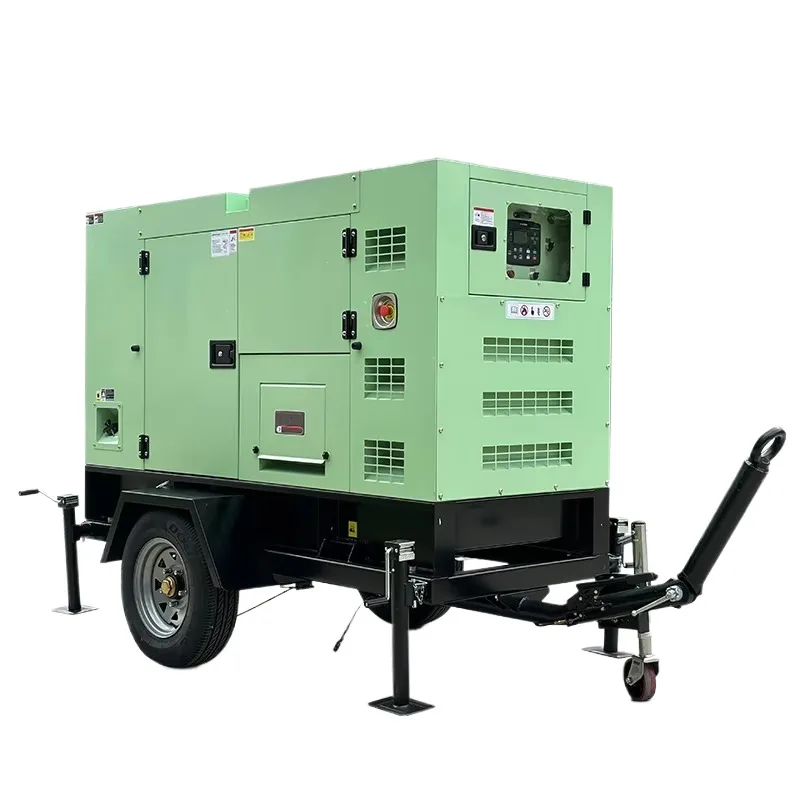 Trailer Diesel Generator With Wheels Generator Electric Start Small Scale Commercial Use 50Hz 230V Customized