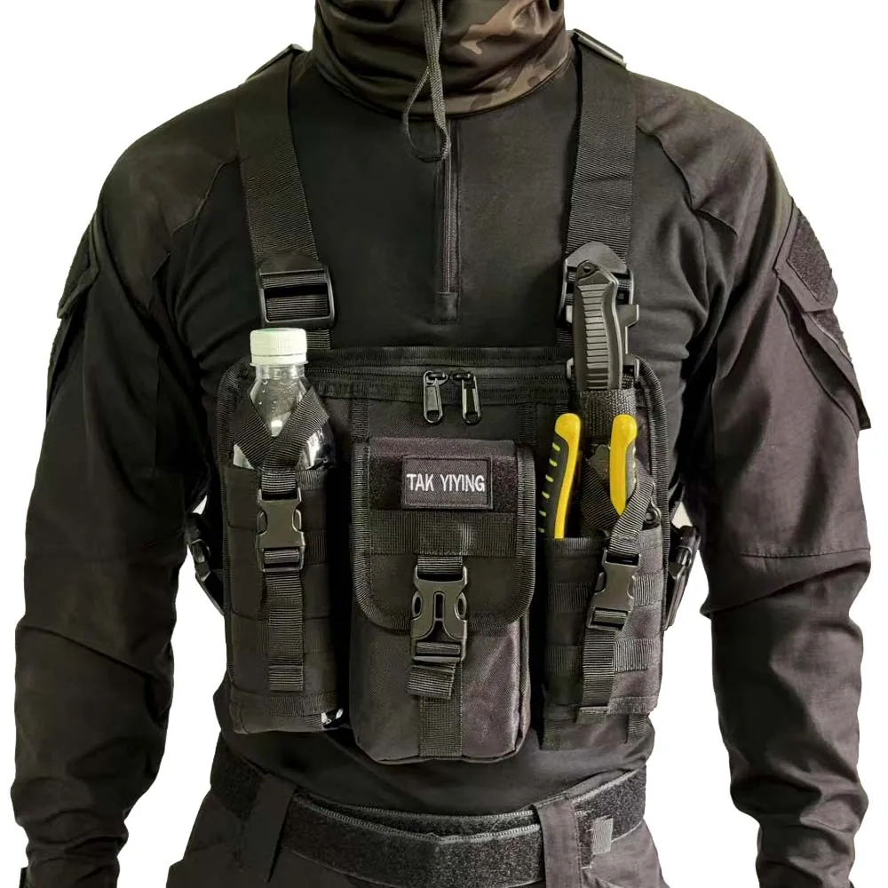 Military Fan Tactical Functional Vest Vest Bag Outdoor Multifunctional Motorcycle Riding Chest Bag For Fitness Running Cycling