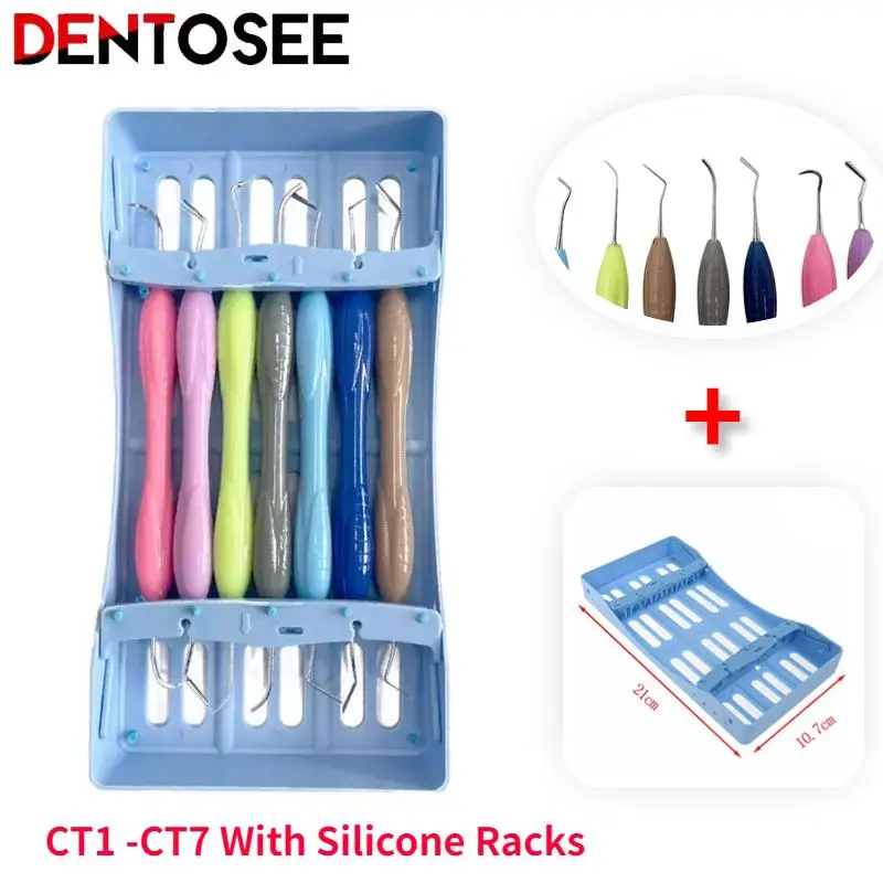 Dental Composite Resin Filler Filling Spatula Kit Aesthetic Repair Set Silicone Non-Slip Handle with Sterilization Box