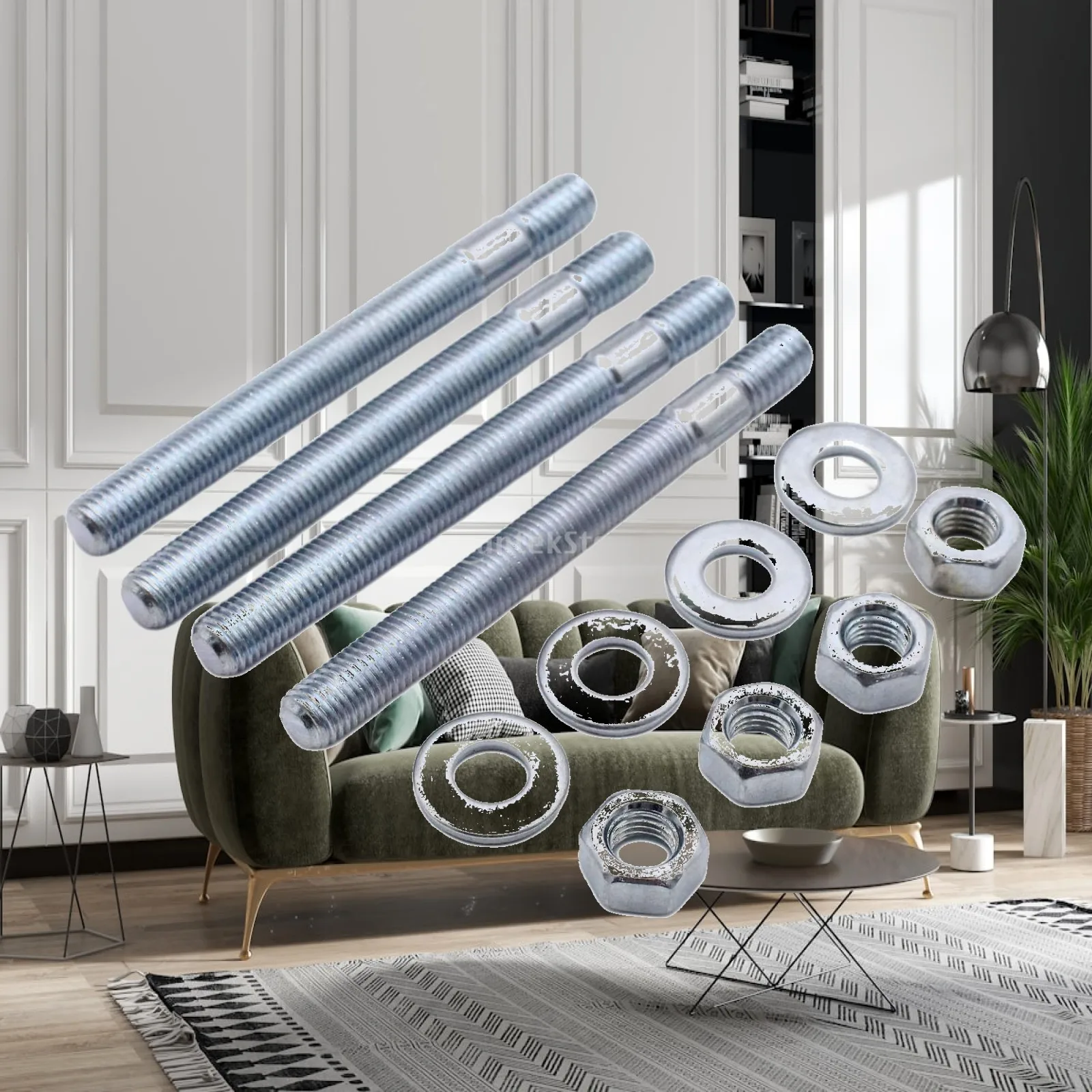 High Reliability Iron Carb Installation Bolts Silver 5/16 Inch Thread Studs Hardware Kit for Cast Iron Intake Universal