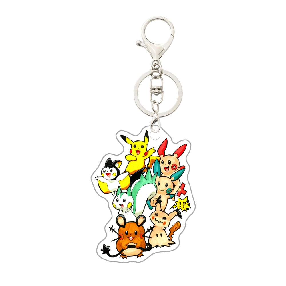 Pokemon Anime Cartoon Keychain Raichu Blastoise Bulbasaur Squirtle Acrylic Key Chain Decoration Pendant Accessories