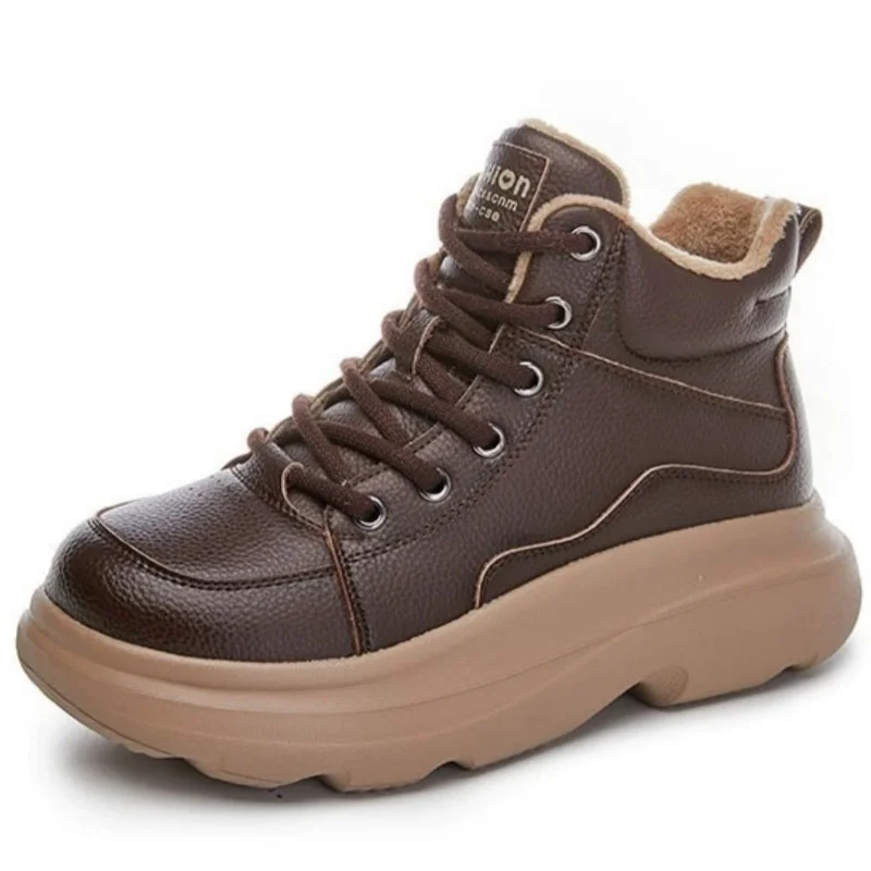 

2025 Winter New Style Retro Women Snow Boots Round Toe Thick Bottom Lace-up Femme Ankle Boots Keep Warm Non-Slip Sexy Lady Shoes