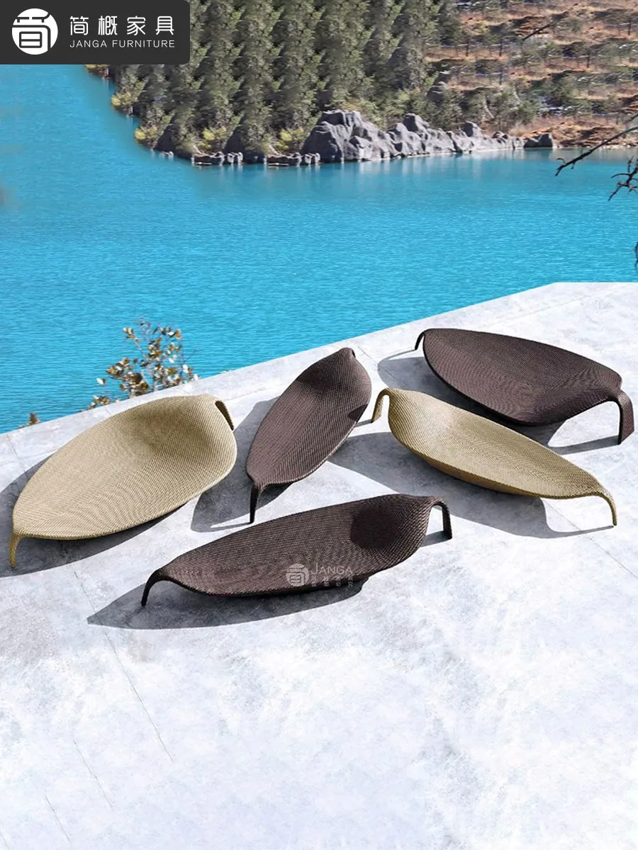 Outdoor reclining lounger - perfect for hotels, villas, and poolside relaxation - creative rattan design
