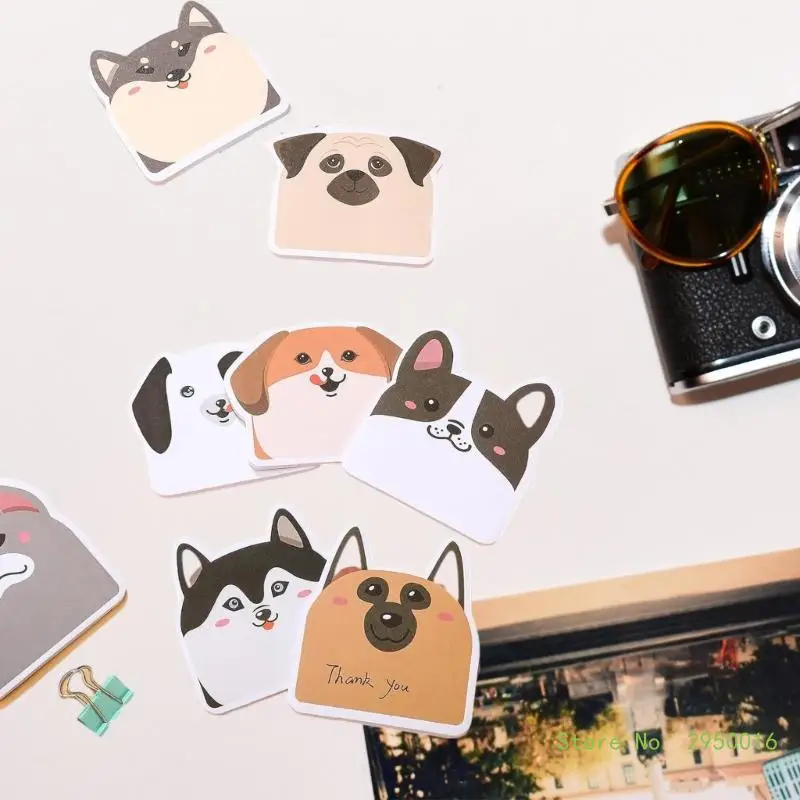 12x/Set Animal Note Pad Cartoon Dogs Sticky Note Funny Small Sticky Pad Self-Adhesive Sticky Memos Pad for Office