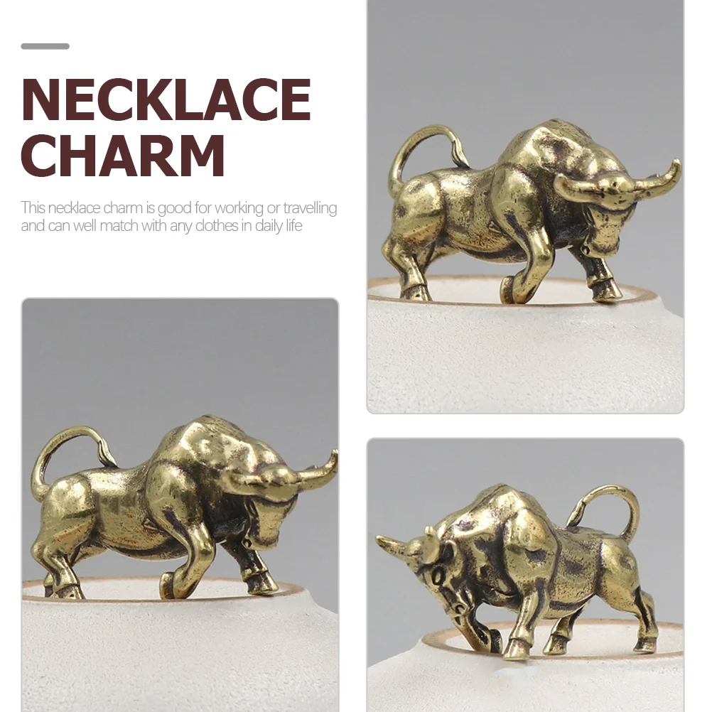 ทองเหลือง Ox พวงกุญแจจี้ Retro Bull แขวน Charms น้ําหนักเบาขนาดที่เหมาะสมเครื่องประดับอุปกรณ์จับคู่เสื้อผ้า