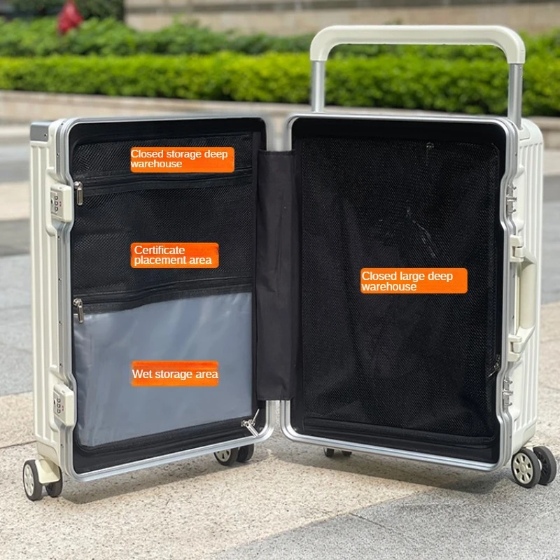 Wide pull rod luggage box universal wheel silent password 20/24 inch travel boarding case portable aluminum frame luggage box