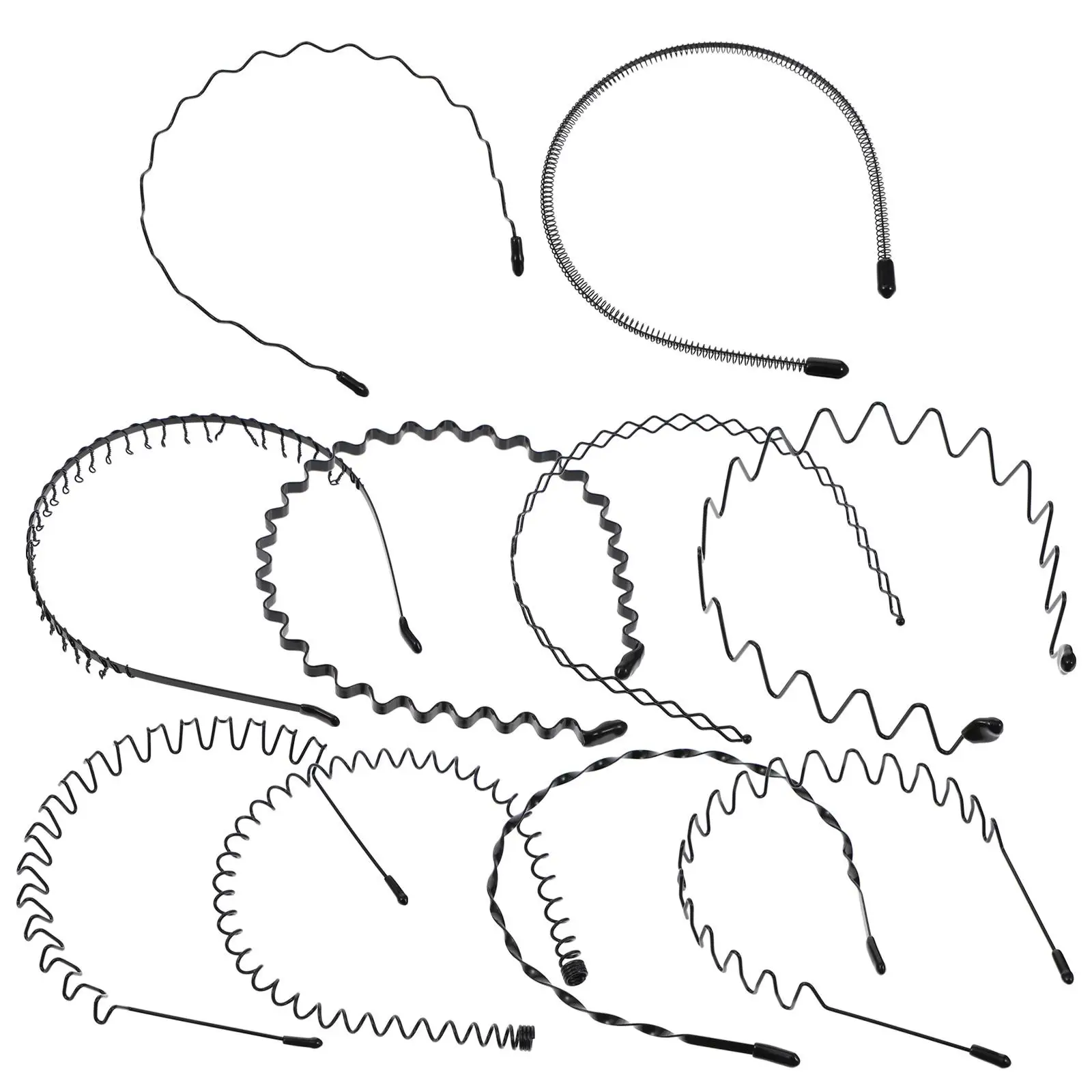

10pcs Headbands Men Women Durable Alloy Unisex Sport Hair Hoops Washing Face Makeup Slicked-back Hair Styling Tools