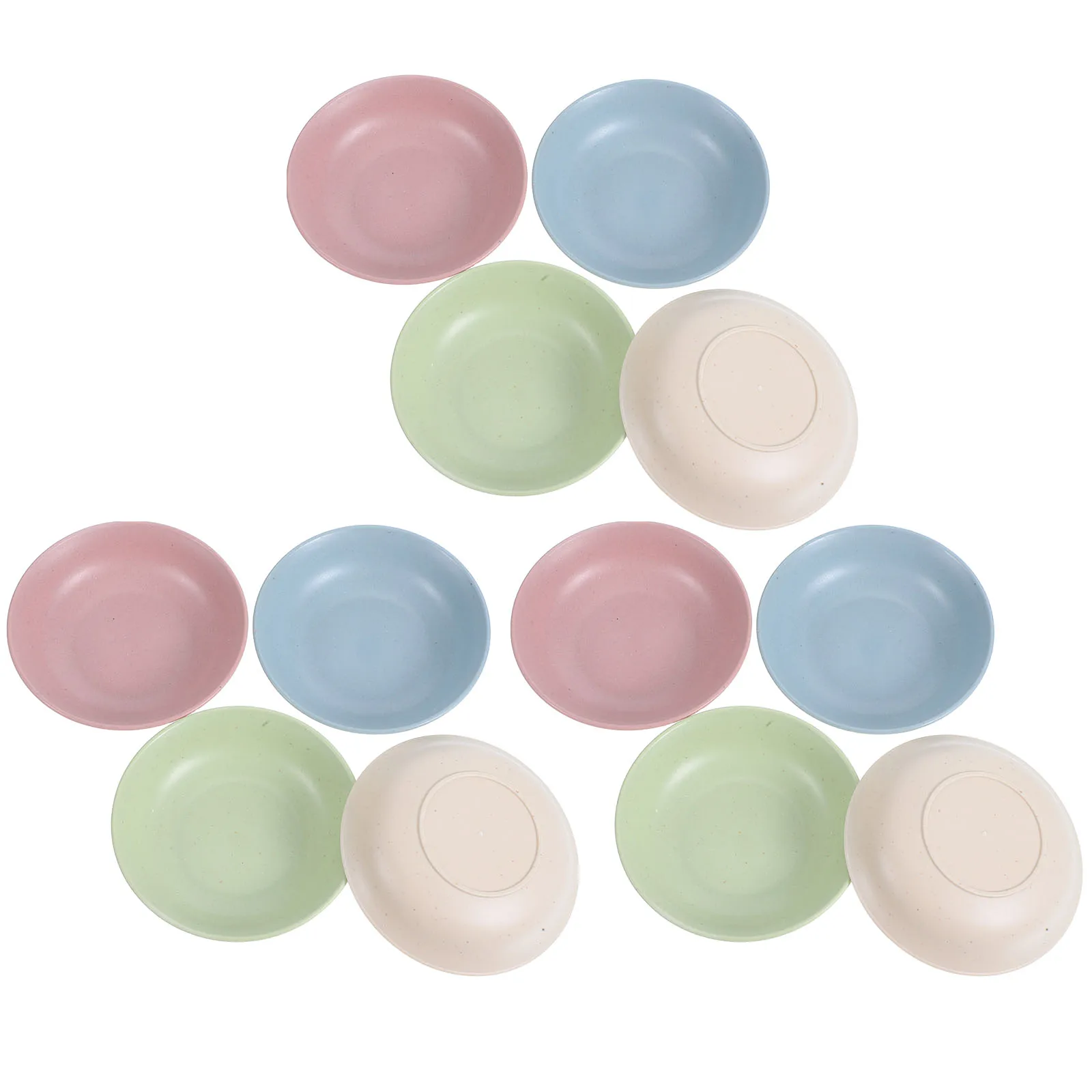 

12Pcs Plastic Wheat Straw Seasoning Dish Set Assorted Colors Ideal for Sauce Dipping Soy Sauce Vinegar Appetizer Plate Condiment