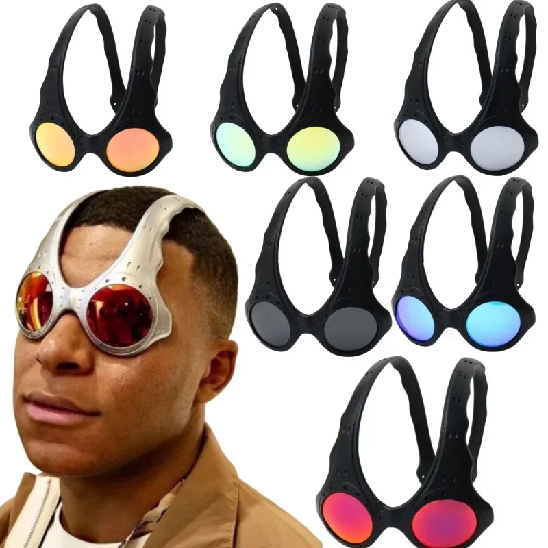 Cyberpunk Alien Futuristic Goggles UV400 Wraparound Visor Shades for Party Rave Cosplay Y2K Retro Sunglasses