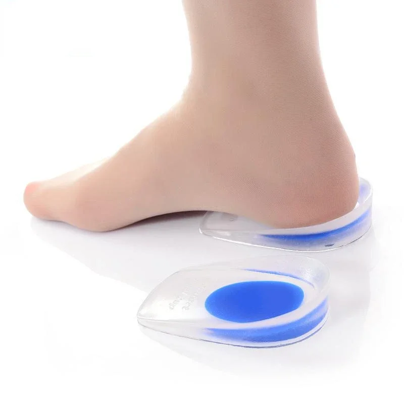 1pair Soft Silicone Gel Insoles for heel spurs pain Foot cushion Foot Massager Care Half Heel Insole Pad Height Increase