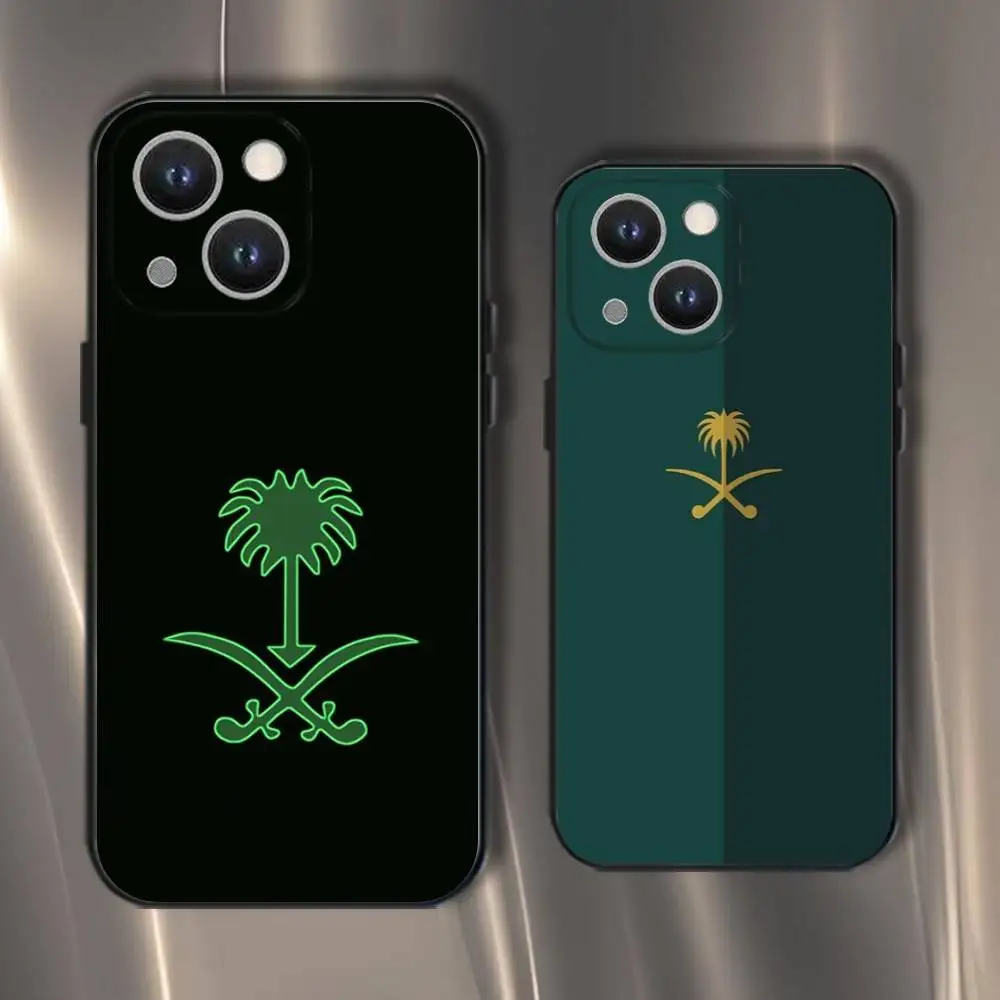 

Чехол для телефона с флагом Королевства Саудовской Аравии для iPhone 16,15,14,13,12,11, Pro, XS, Max, XR, Plus, E, SE4, мини-черный мягкий чехол