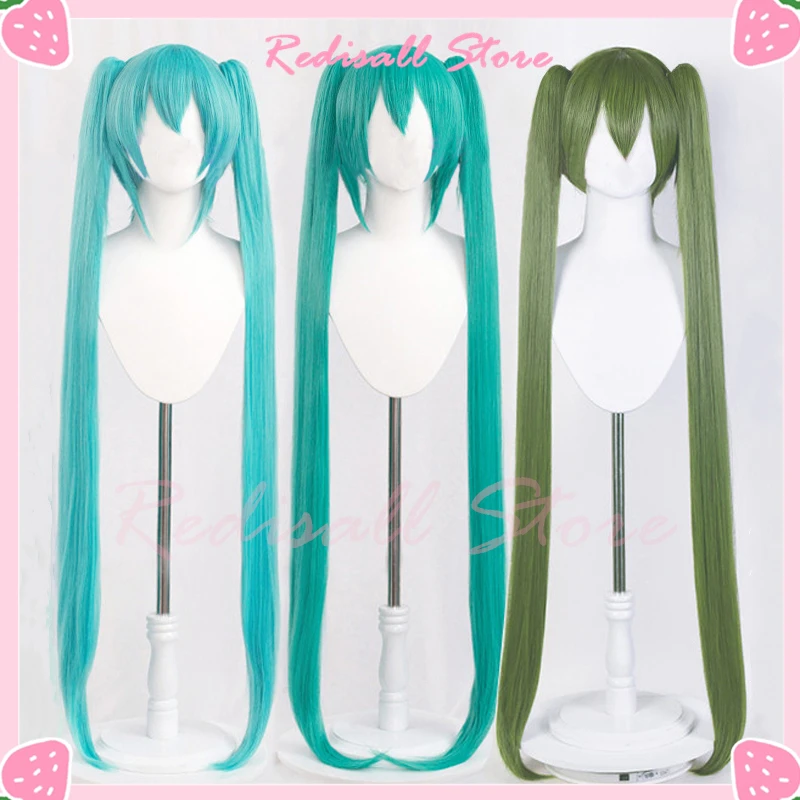 Miku Cosplay Wig 115cm Long Ponytails Short Hair Straight Pigtails Heat Resistant Role Play Idol Vtuber Headwear