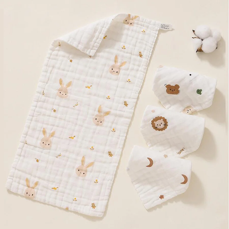 1/5pcs Baby Towel Newborn Long Burp Cloth Cotton Muslin Soft Small Square Towels Children Face-Washing Shower Towels Baby Items