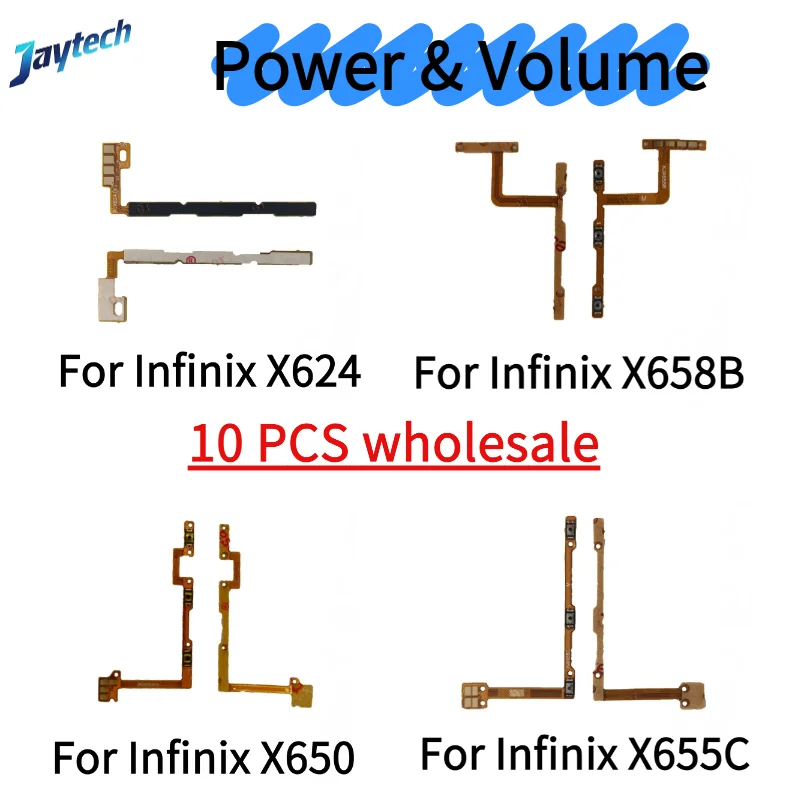 

10 шт. для Infinix X624 X650 X655C X656 X658B X660 X663 X666B X668 5G боковая кнопка переключения громкости клавиша включения и выключения гибкий кабель детали