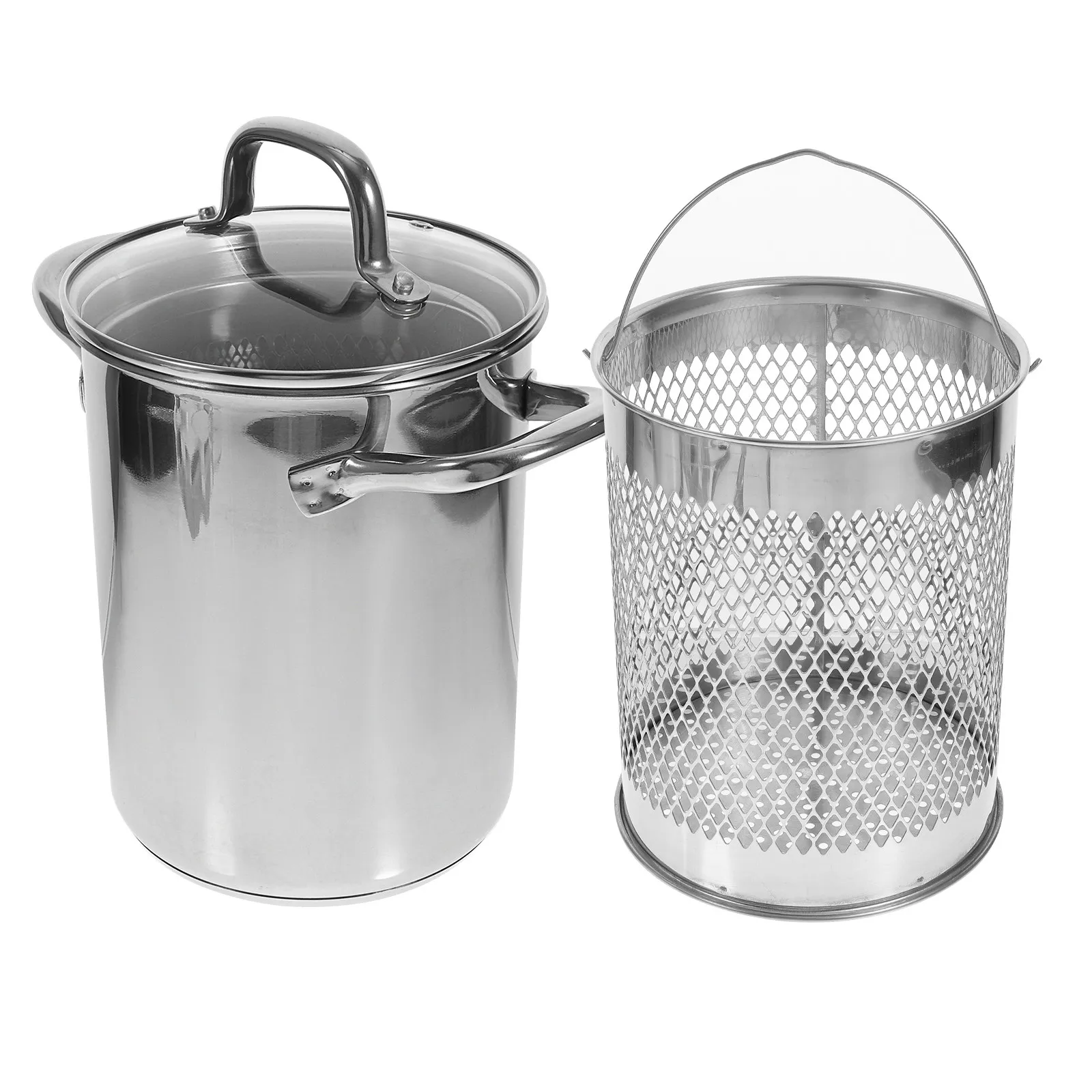 

1Set 304 Stainless Steel Deep Frying Pot Nonstick Tempura Fryer Pan Oil Drainer Basket for Home Kitchen Camping