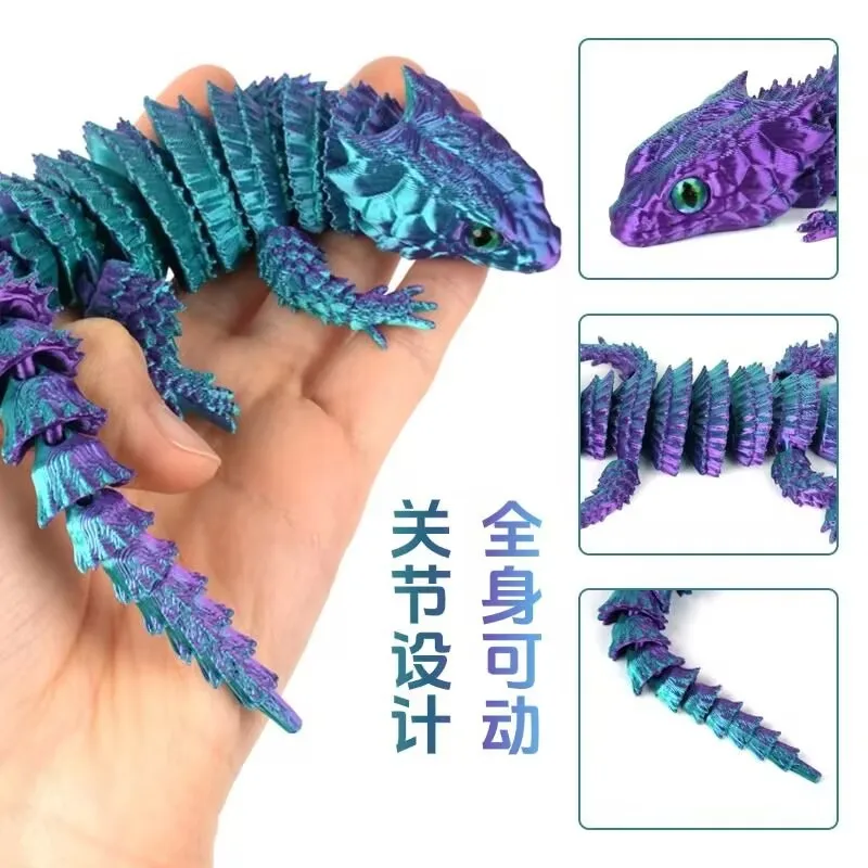 3D Printed Conjoined Lizard Statue Ornaments, Movable Cartoon, Creative Desk Plants, Rockery, Fish Tank Landscaping Decoration