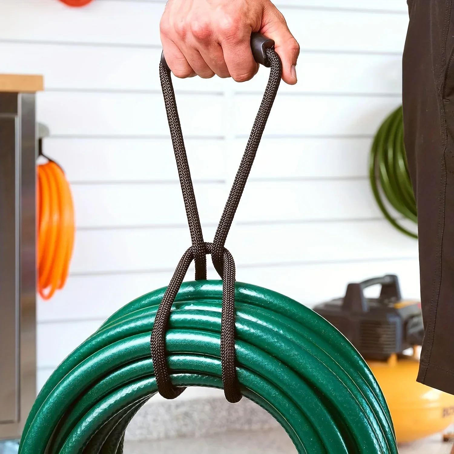 Portable Handle Storage Belt: Extension Cord & Hose Organizer. Space-Saving for Air/Water Pipes in Home, Garage, Boat and RV.