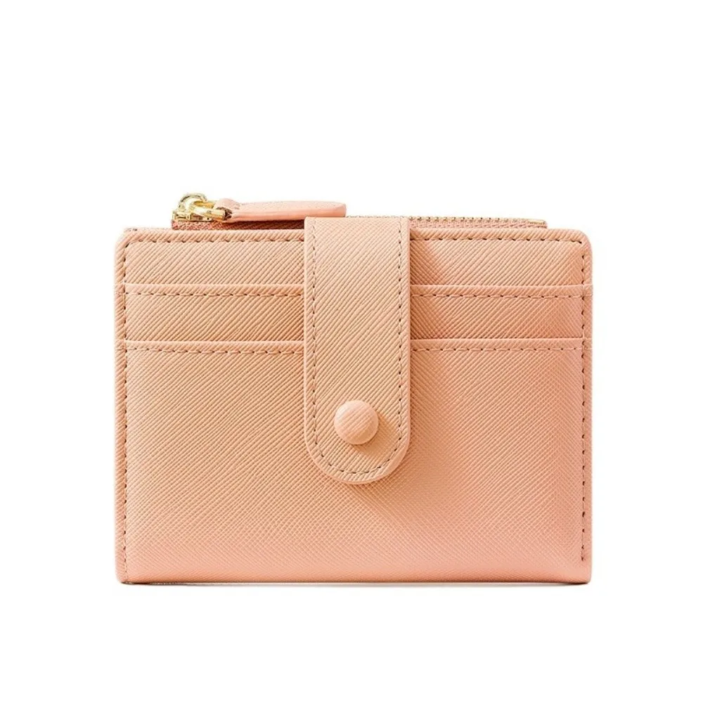 

Portable PU Leather Short Wallet Zipper Multi-card Two Fold Wallet Large Capacity Multifunctional Women Card Holder Daily