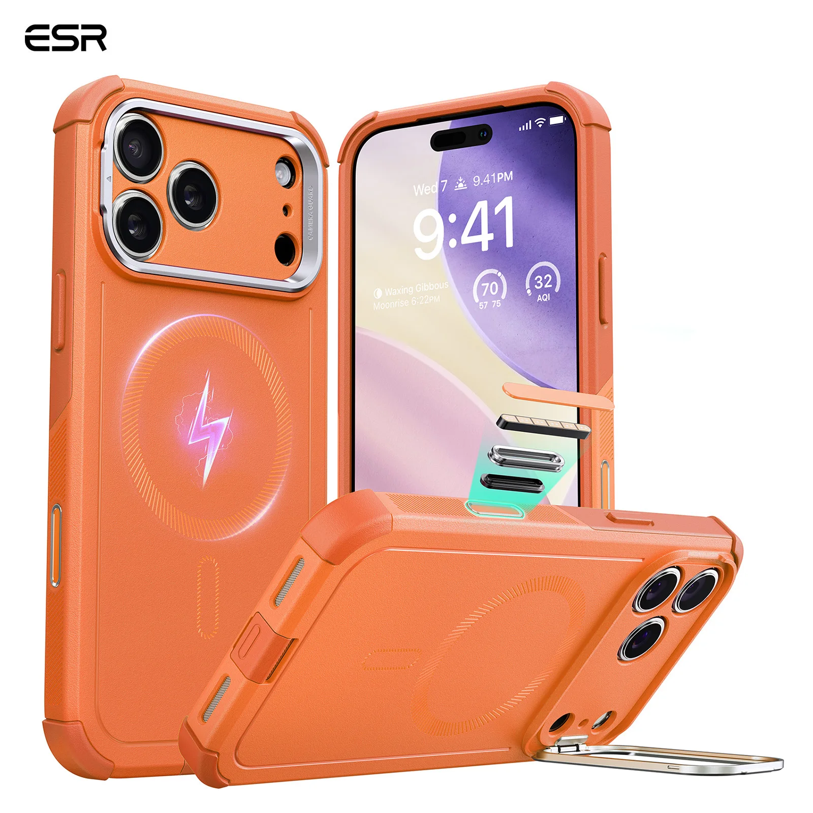 ESR for iPhone 17 Pro Magnetic Phone Cover Military-Grade Case with Stash Stand for iPhone 17 Pro Max&17 Air&17 Air&16 Pro Max