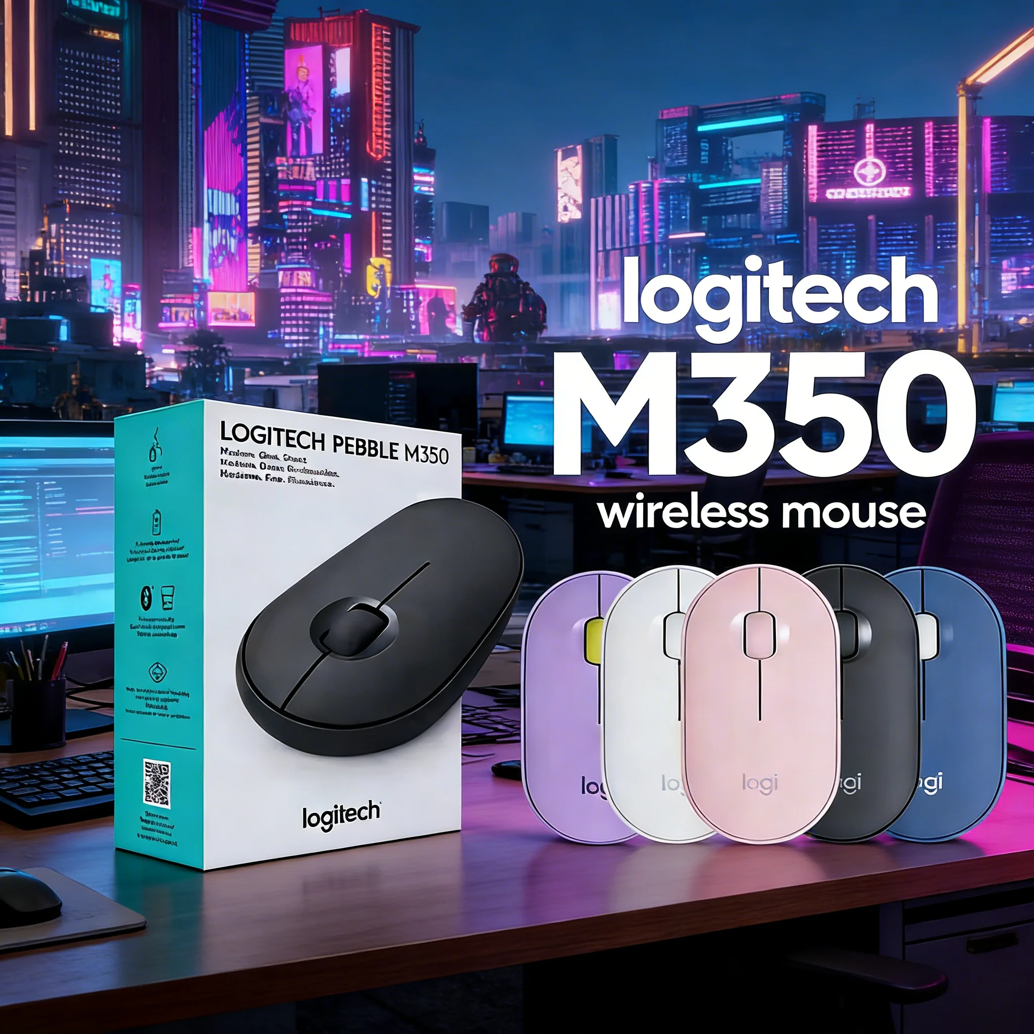 

Беспроводная мышь Logitech M350 Ultra-Slim, 77 г, бесшумный клик, 18 месяцев автономной работы, двойное подключение 2.4G/BT, для ПК, ноутбуков, Mac, офиса и дома