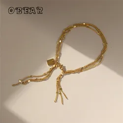 Stainless Steel Plated 18K Gold Sparkling Three-layer Fringe Bracelet for Women Birthday Party Gift Jewelry