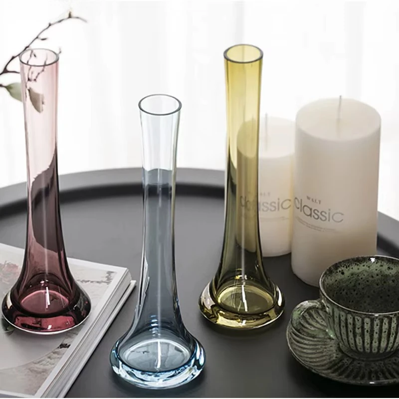 Transparent Glass Vase Creative Oblique Hydroponics Vases for Flowers Artificial Flower Floral Ornaments Desk Home Decor Modern
