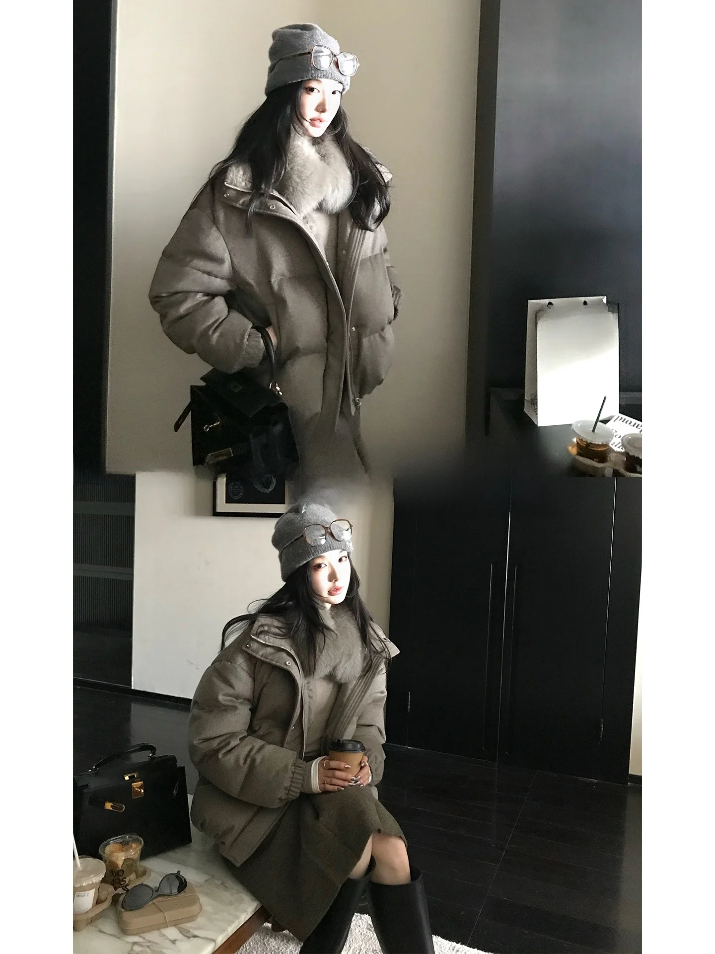 

Куртка из шерстяной смеси и шелка Limited Edition Yang Old Money, винтажный стиль, свободный крой, гарантированное тепло, длинная молния.